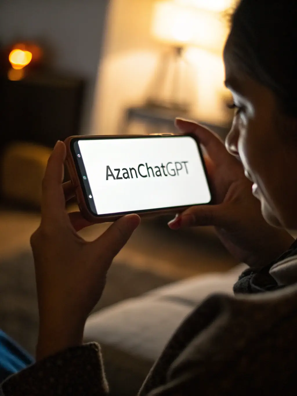 A user interacting with the Quran Chat AI app on their smartphone, asking a question about a specific verse.